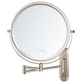 Wall Mounted Makeup Mirror, 15X/1X Double Sided Magnifying Mirror, 8.5 Inch Round, Brushed Nickel, Modern Style, Space Theme, 13" L x 11" W