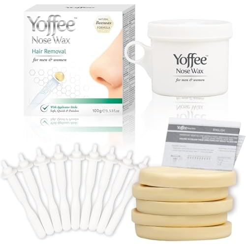 Original Yoffee Nose Wax Kit Men & Women - Natural Bio-Beeswax & Aloe Vera Made Nose Waxing Kit for Men - Nose Hair Wax - Nostril Waxing kit - 10 Reusable Nose Wax Sticks - Easy, Quick & Painless