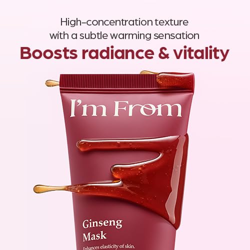 I'm From Ginseng Wash-Off Mask - Korean Red Ginseng Face Mask for Elasticity & Hydration, 2.37 fl oz