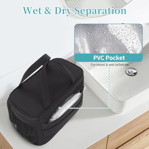 Travel Toiletry Bag with Compartments Waterproof Makeup Organizer for Women & Girls - Black