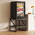 Mexin Square End Table with Charging Station 20in Printer Stand Grey Oak With USB