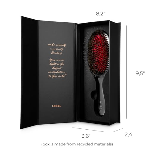 Medium Pack of 1 Chrome Boar Bristle Hair Brush for All Hair Types - Detangles & Reduces Breakage