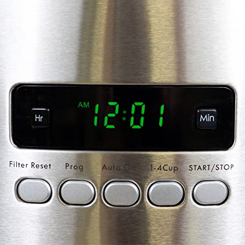 Stainless Steel 12-Cup Programmable Coffee Maker with Glass Pot & Bold Brew