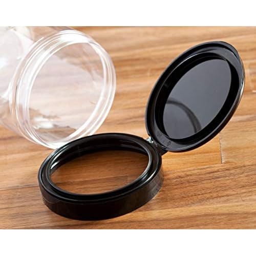8 oz Clear PET Plastic Refillable Low Profile Jar with Flip Top Cap Lid (12 Pack)