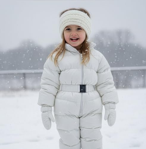Kids Fleece-Lined Ear Warmer Headband - Ivory Toddler Winter Headband with Cozy Knit Design - Variation of THIS listing
