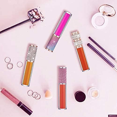 AMORIX 72pcs 5ml Diamond Lip Gloss Tubes With Wand - Empty Rhinestone Containers, Crystal Bottles, Supplies Kit - 4 Syringes + Labels for DIY Base