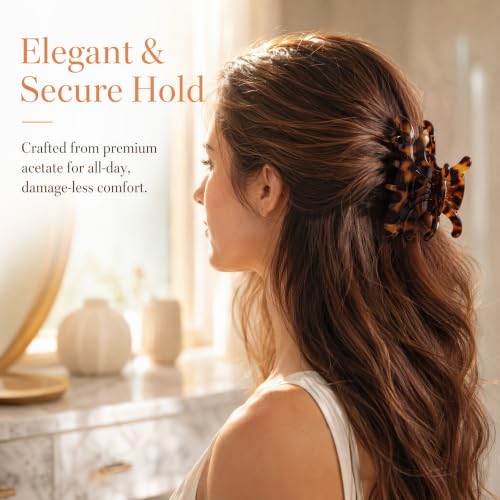 4-Pack Acetate Butterfly Hair Clips for Thick Hair - Elegant & Secure