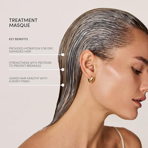 OUAI Thick Hair Mask - Treatment Masque with Almond Oil, Olive Oil, & Hydrolyzed Keratin to Restore Damaged Hair - Phthalate & Paraben Free Masque (3.4 Oz)