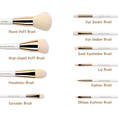 Makeup Brushes Set for Fan Brush Kabuki Foundation, Eyeshadow, Blush, Blending, Lip, Full Face Cosmetic Kit w/Brush Holder,11Pcs
