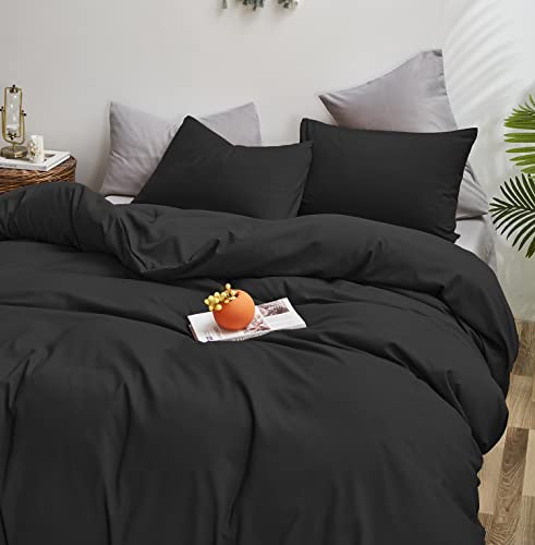Black Queen Comforter Set - Fluffy Bedding 3 Pieces, Lightweight & Breathable
