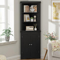 YESHOMY Corner Cabinet with Doors Dark Black - Storage Cupboard with Adjustable Shelves