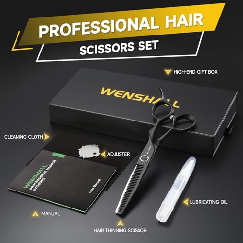 Wenshall 6 Inch Black Hair Thinning Scissors for Salon & Home