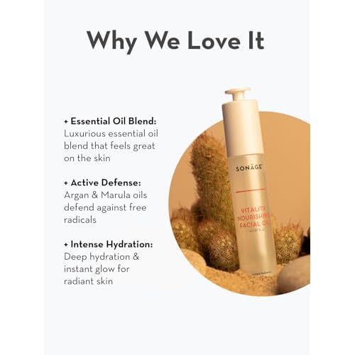 Sonage Vitality Nourishing Facial Oil - Hydrate & Glow with Argan and Marula Oils - Perfect for Massage