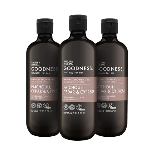 Baylis & Harding Men's Natural Shower Gel Pack - Patchouli, Cedar & Cypress, 16.9 fl oz, 3 Pack