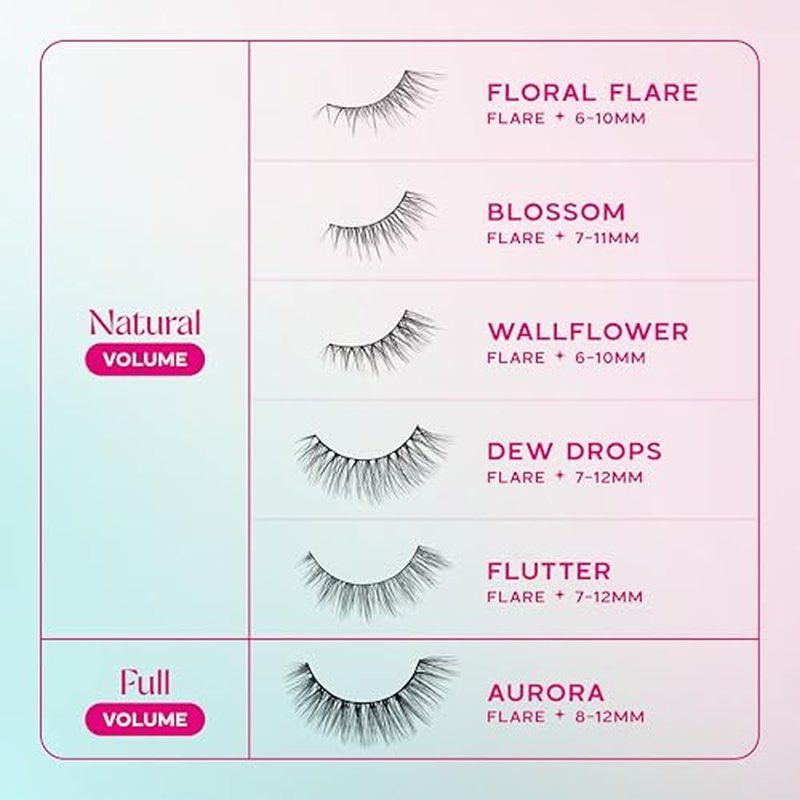 everGREEN Plant Lashes, Lashes Pack, Full Band, Strip Lashes, Natural Wispy Eyelashes, Fake Eyelashes, Plant Based Fibres, Flared & Natural Volume (Flutter Multi-Pack)