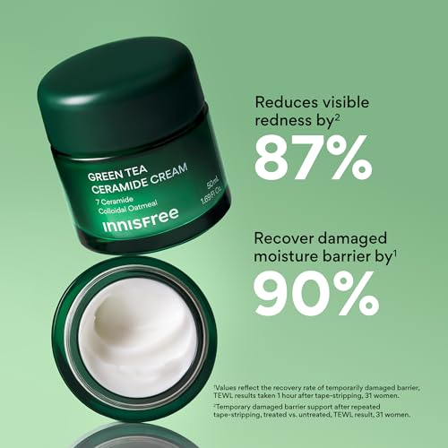 innisfree Green Tea Ceramide Cream, Hydrating Rescue Cream for Dry, Sensitive, and Eczema Prone Skin