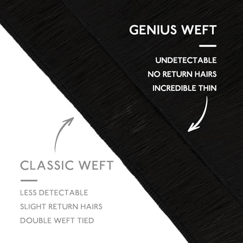 14 Inch Human Hair Sew-In Extensions G-#1 Jet Black Lightweight Remy Weft