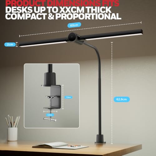 Honeywell HJ4 Desk Lamp with Clamp - Sunturalux Black LED Office Light