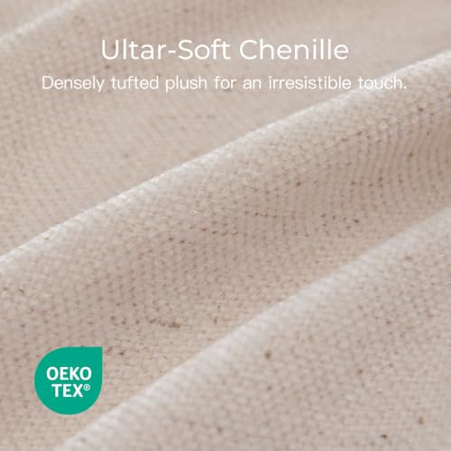 King Chenille Duvet Cover Set - Boho Textured Soft Bedding, Beige, King Size