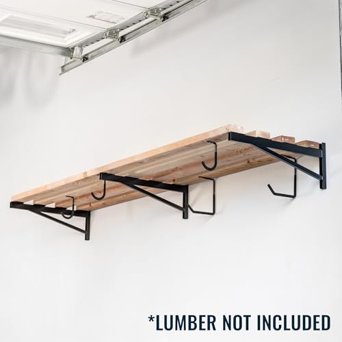 2' x 8' Heavy Duty Shelf Brackets Set of 3 – Supports 450 lbs, Includes Hooks