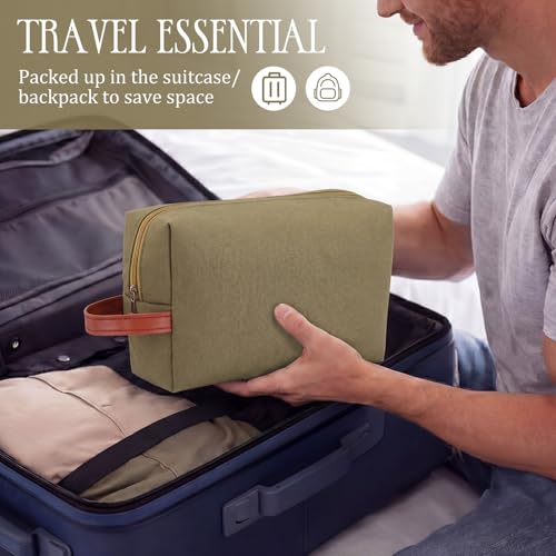 Hillban Green Travel Toiletry Bag 8 Pcs Waterproof Canvas Hanging Organizer for Men & Women