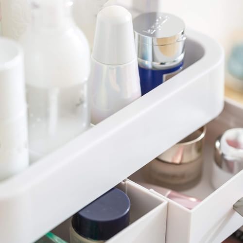 Radiant Youth Makeup Organizer, Modern Cosmetic Organizer Makeup Storage Holder, Display Make up Caddy Shelf Organization Boxes Case Dustproof w/Handle and Drawer on Countertop