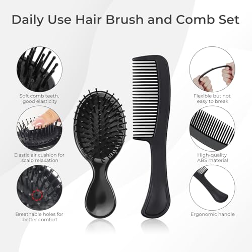 200 Pack Bulk Hair Brush & Comb Set - Assorted Handled & Mini Combs for Hair Styling & Detangling