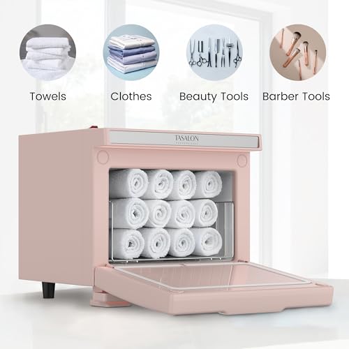 TASALON 8L Hot Towel Warmer Cabinet with Aluminum Inner Chamber, Pink