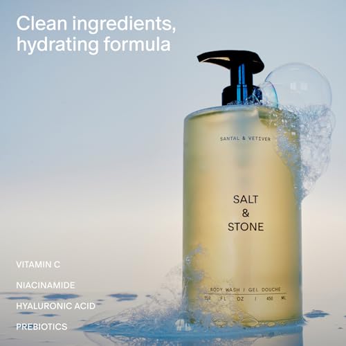 Salt & Stone Hydrating Gel Body Wash + Body Lotion | Santal & Vetiver