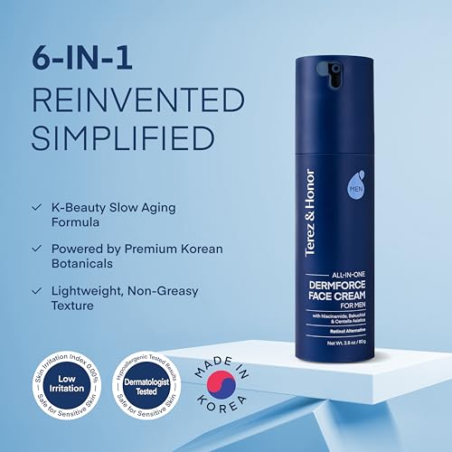 Men's 6-in-1 Face Moisturizer with Niacinamide & Caffeine – Hydrating Anti-Aging Cream, 2.8oz, Includes Original Pack
