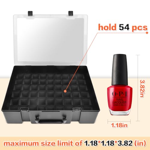 Black Nail Polish Holder & Organizer Case for 54 Bottles - 1 Pack
