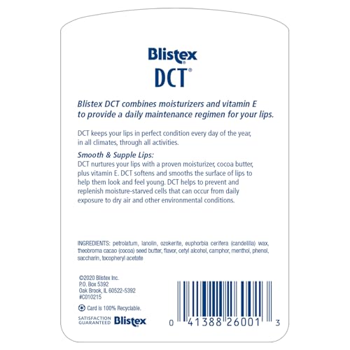 Blistex DCT Daily Lip Treatment - Moisturizing Lip Balm with Vitamin E, Cocoa Butter, 12 Pack