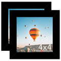 4x4 Black Picture Frame Set of 2 Wall Mount or Tabletop Display