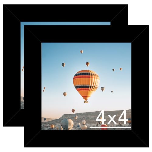 4x4 Black Picture Frame Set of 2 Wall Mount or Tabletop Display