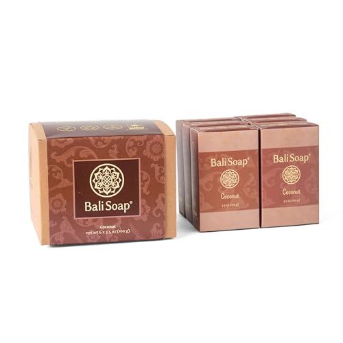 Coconut Natural Soap Bar Set - Bali Soap 3.5 Oz x 6 - Exfoliating & Moisturizing