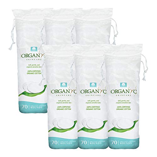 Organyc 100% Organic Cotton Rounds Pack of 6 – Biodegradable, Sensitive Skin-Friendly Makeup Removers
