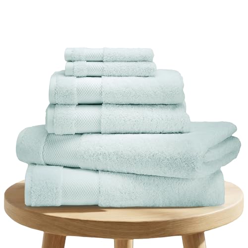 Organic Cotton Towel Set - 6 Pieces Seafoam, 700 GSM Plush & Absorbent
