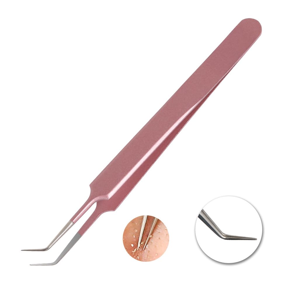 GIHWRRIProfessional Blackhead Removal Tool Set, 5 Piece Stainless Steel Comedone Extractors, Pink