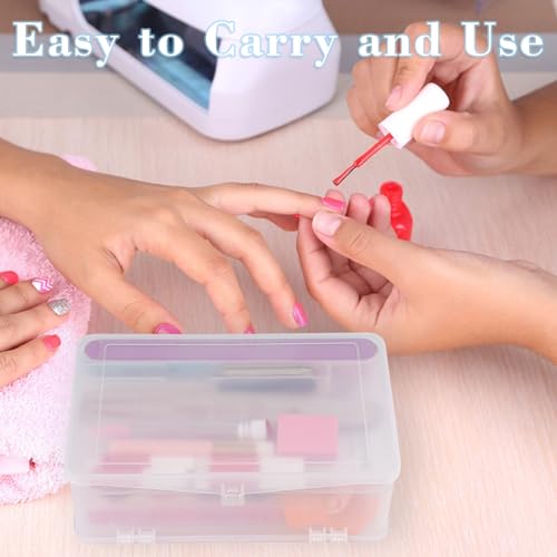 Plastic Storage Personal Box for Nail, 2 Pack Double-Layer Nail Implement Storage Box Organizer Case Manicure Tool Box for Nail Pedicure Supply Tools (C-clear-2pcs)