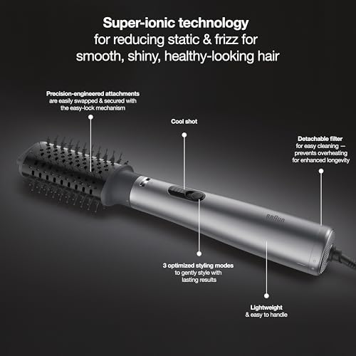Braun Wet-to-Dry Hot Air Styler with 3 Attachments - Silver, 3 Pack