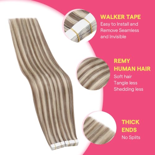 Ve Sunny 14 Inch Light Brown Blonde Hair Extensions Tape-In 50g - Variation #8A/P60