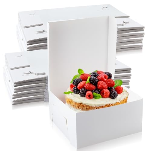 Ireer 50 Pack White Cake Boxes 12 x 12 x 6 Inch - Bakery & Wedding Packaging