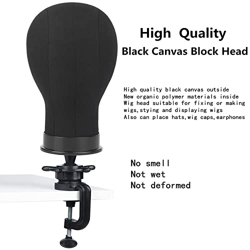 21 Inch Black Canvas Wig Head Mannequin for Styling & Display - Mannequin Head with Stand | Lucicass