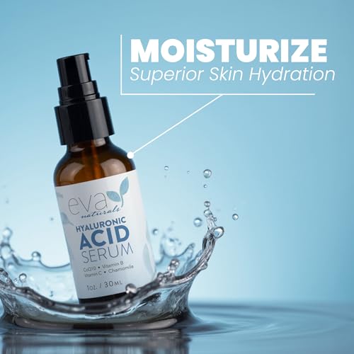 Eva Naturals Hyaluronic Acid Serum for Face ? Pure Facial Gel with Natural Moisturizing Factors + HA ? Anti-Aging Face Serum for Wrinkles, Fine Lines, Dry Skin, Lifted Glow ? 1 oz