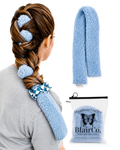 BlairCo Sky Blue Unicorn French Braid Heatless Hair Curler for Side Sleepers