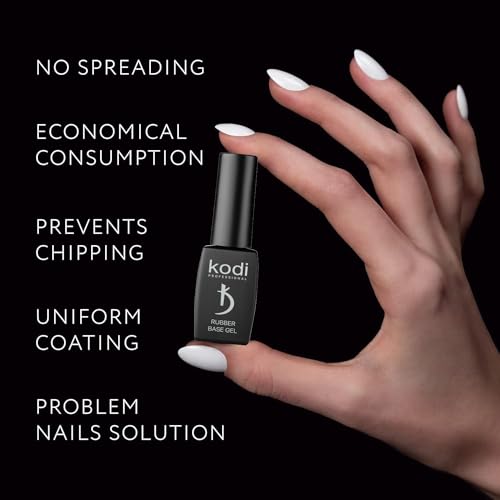 Kodi Professional BEST SET 2in1 Rubber BASE 8ml. (0.27oz) + Rubber TOP 7ml. (0.24oz) Gel LED/UV Nail Polish Coat Soak Off Original