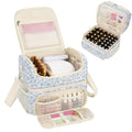 CUBETASTIC Nail Polish Organizer & Storage Bag for 48 Bottles & Full-Size Lamp, Double-Layer Travel Case Box for Nail Supplies, Manicure Kit & Pedicure Tools (Blue Floral, 48 Slots)