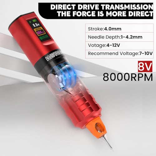 Wormhole Wireless Tattoo Kit with 1800mAh Battery – Red