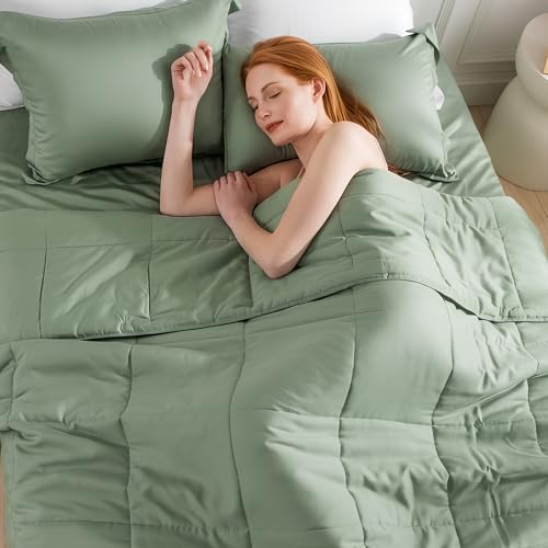 Sage Green Oversized King Bamboo Visco Comforter - Ultra-Soft All-Season Bedding