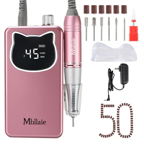 Portable Electric Nail Drill 45000RPM Cordless Manicure & Pedicure Kit Rose Pink
